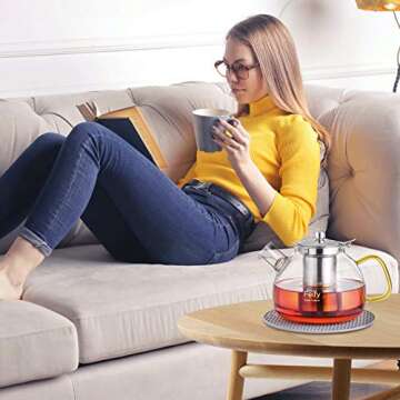 Elegant Glass Teapot 40oz with Infuser for Loose Tea