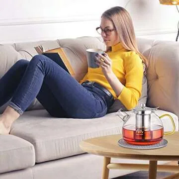 Elegant Glass Teapot 40oz with Infuser for Loose Tea