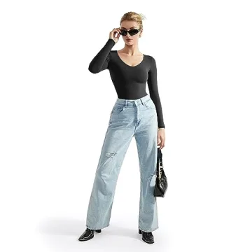 Stylish Long Sleeve V Neck Bodysuit for Women