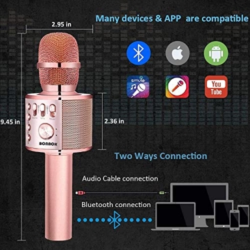 BONAOK 3-in-1 Bluetooth Karaoke Microphone for All Ages