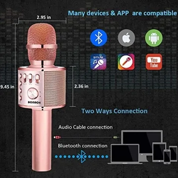 BONAOK 3-in-1 Bluetooth Karaoke Microphone for All Ages