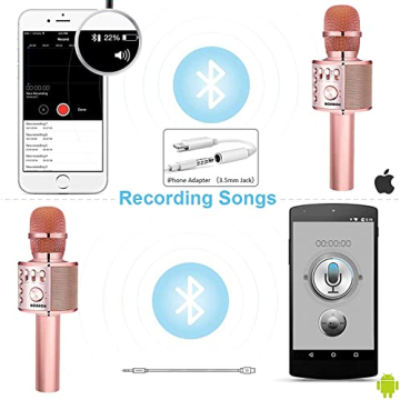 BONAOK 3-in-1 Bluetooth Karaoke Microphone for All Ages