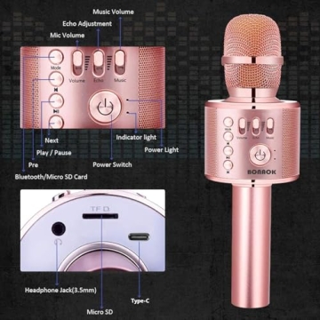 BONAOK 3-in-1 Bluetooth Karaoke Microphone for All Ages