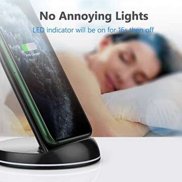Yootech Wireless Charger,10W Max Wireless Charging Stand, Compatible with iPhone 16e/16/16 Plus/16 Pro Max/15/14/14 Plus/14 Pro Max/13/SE 2022/12/11/X/8, Galaxy S22/S21/S20/S10(No AC Adapter)