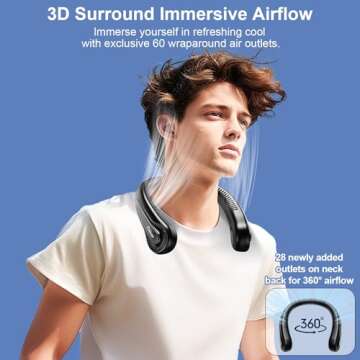 Delmac Portable Neck Fan, 6000mAh Rechargeable Personal Fan, 360° Cooling Wearable Fan, 3 Speed Adj...