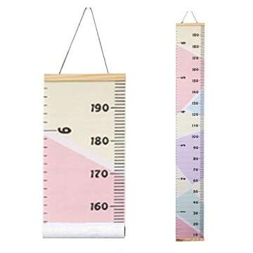 MinoMia Kids Growth Chart, Wood Frame Fabric Canvas Height Measurement Ruler from Baby to Adult for ...