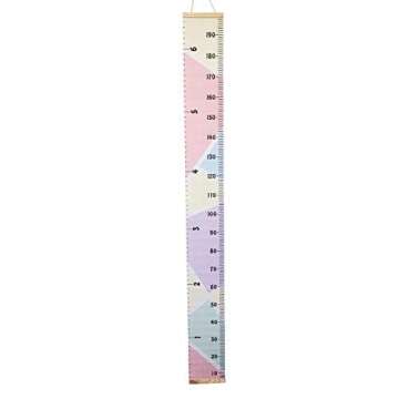 MinoMia Kids Growth Chart, Wood Frame Fabric Canvas Height Measurement Ruler from Baby to Adult for Child's Room Decoration 7.9 x 79in (7.9 x 79in, Colorful)