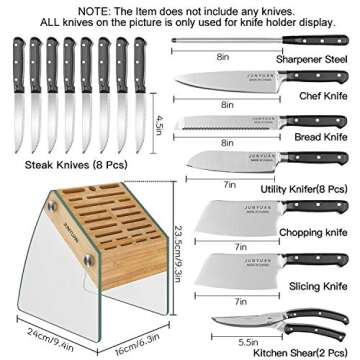 23 Slot Clear Knife Block Without Knives, Kitchen Knife Holder Organizer Stand Durable Bamboo Knife Dock Rack for Kitchen Cutlery Storage Accessories (Horizontal slot)