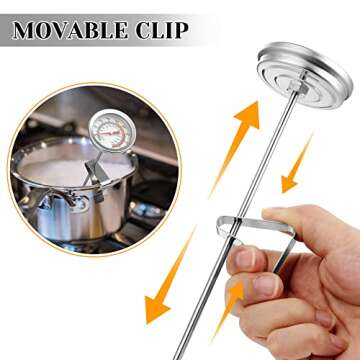 Cibeat Deep Fry Thermometer with 12" Stainless Steel Food Grade Probe and Clip, Fast Instant Read Large 2" Dial, Temperature Range 50 to 550 ºF / 10 to 290°C, Best for Turkey, BBQ, Grill