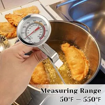 Cibeat Deep Fry Thermometer with 12" Stainless Steel Food Grade Probe and Clip, Fast Instant Read Large 2" Dial, Temperature Range 50 to 550 ºF / 10 to 290°C, Best for Turkey, BBQ, Grill