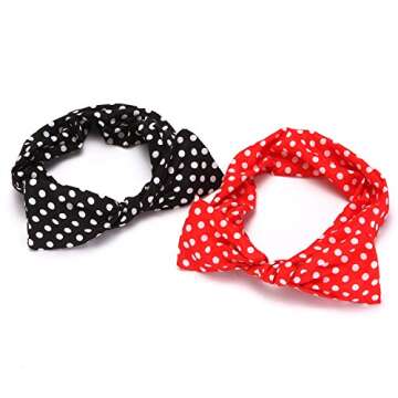 Sea Team Wire Headband Stylish Retro Bowknot Polka Dot Wire Hair Holders for Women and Girls Red