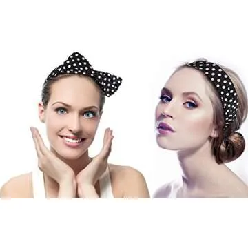 Sea Team Wire Headband Stylish Retro Bowknot Polka Dot Wire Hair Holders for Women and Girls Red