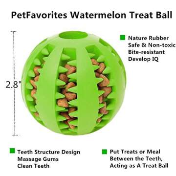PETFAVORITES Treat Dispensing Dog Toy IQ Balls - Interactive Chew Toys and Smart Food Puzzle for Boredom, Dental Teething, Slow Down Feeding, 4 Pack.