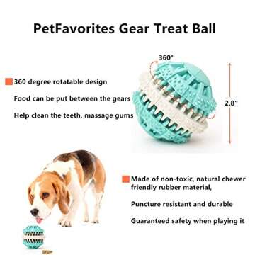 PETFAVORITES Treat Dispensing Dog Toy IQ Balls - Interactive Chew Toys and Smart Food Puzzle for Boredom, Dental Teething, Slow Down Feeding, 4 Pack.