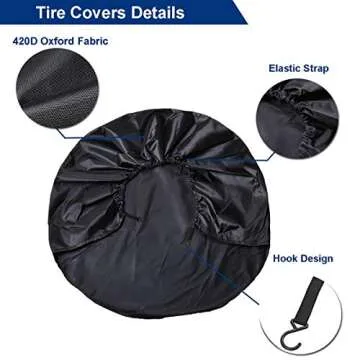 Aebitsry Tire Covers for RV Wheel, (4 Pack) Wheel Covers Waterproof Oxford Sun UV Tires Protector for Trailer, Camper,Universal Fits 24" to 32" Car Tire Diameter (Black, 27"-29")