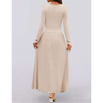 ZESICA Long Sleeve Maxi Dress with Pockets for Women