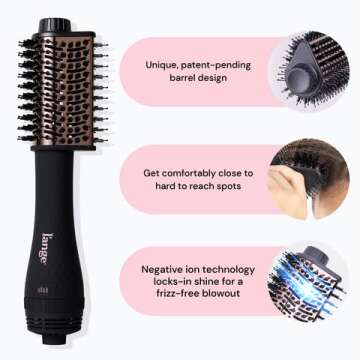 L'ANGE HAIR Le Volume Elevé 65MM 2-in-1 Titanium Brush Dryer | Dry and Style | Unique Teardrop Shap...