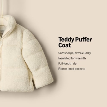 Stylish Ivory Teddy Puffer Jacket for Toddlers