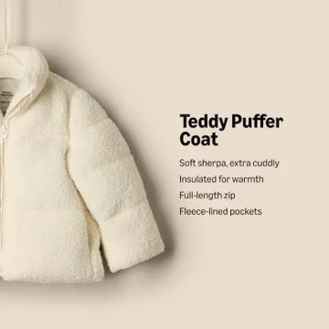 Stylish Ivory Teddy Puffer Jacket for Toddlers