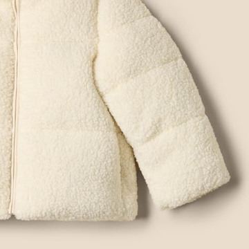 Stylish Ivory Teddy Puffer Jacket for Toddlers