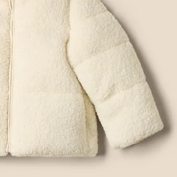 Stylish Ivory Teddy Puffer Jacket for Toddlers