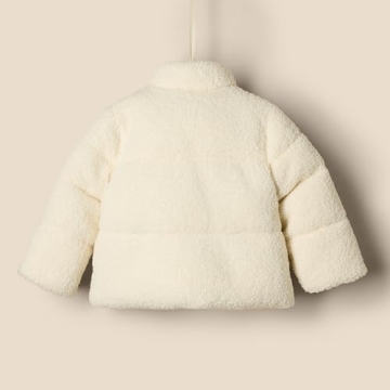 Stylish Ivory Teddy Puffer Jacket for Toddlers