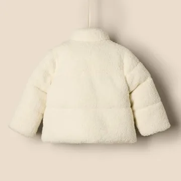 Stylish Ivory Teddy Puffer Jacket for Toddlers