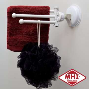 Safe-er-Grip Changing Lifestyles Drip Dry Portable Drying Rack, White with 3 Movable Arms, Swing Arm Suction Cup Towel Bar, Bath Towel Rack Hanger Towel Holder Organizer 11.5x17 Inch (Pack of 1)