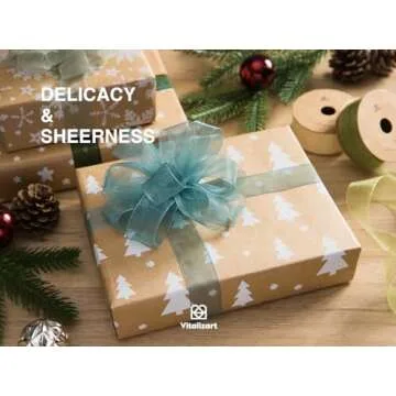 Vitalizart 1" x 150 Yd Organza Ribbon Mixed Color Sheer Ribbons Set 10 Yd x 15 Rolls Handmade for Gift Wrapping Christmas Tree Crafts Bows Wedding Invitations Wreaths Wrap