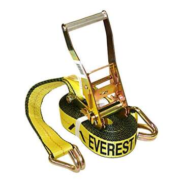 Everest Premium Ratchet Tie Down – 1 PK – 2 IN – 27 FT – 3333 LBS Working Load – 10000 LBS...