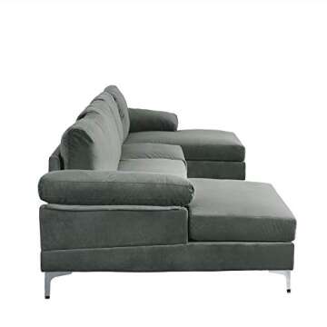 Casa AndreaMilano Modern Large Velvet Fabric U-Shape Sectional Sofa, Double Extra Wide Chaise Lounge Couch