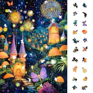 Naturelish Wonderful Mushroom House Night Jigsaw Puzzles for Adults 1000 Pieces, Brain Challenging S...