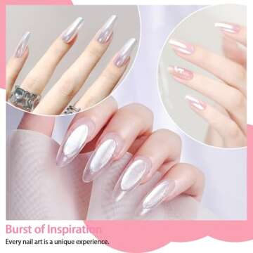 Allstarry White Pearl Chrome Nail Powder for Iridescent Finish
