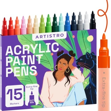 ARTISTRO 15 Acrylic Paint Pens, Art Set Acrylic Paint Markers, Fabric Markers for Textile, Canvas, R...