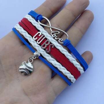 DOLON Infinity Love Cubs Baseball Bracelet Handmade Sports Cheering Charm Team Bracelet
