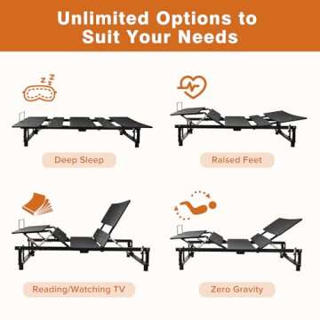 Donext Adjustable Bed Base, King Bed Frame, Independent Head and Foot Incline, Quiet Motor, Wireless Remote Control, Electric Bed Base, Black