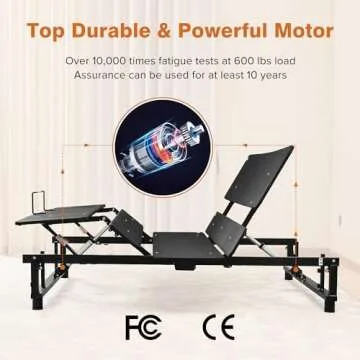 Donext Adjustable Bed Base, King Bed Frame, Independent Head and Foot Incline, Quiet Motor, Wireless Remote Control, Electric Bed Base, Black