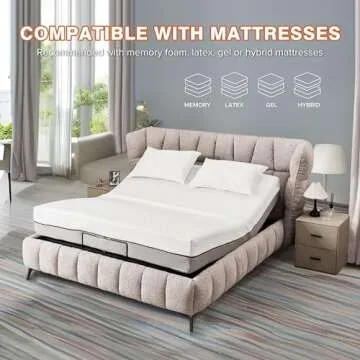 Donext Adjustable Bed Base, King Bed Frame, Independent Head and Foot Incline, Quiet Motor, Wireless Remote Control, Electric Bed Base, Black