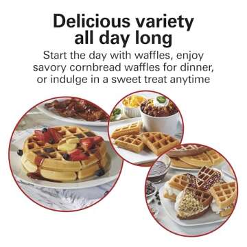 Hamilton Beach Belgian Waffle Maker with PFAS-Free Non-Stick Ceramic-Coated Plates, Browning Control...