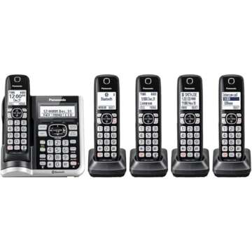 Panasonic Link2Cell Bluetooth Cordless Phone System with Voice Assistant, Call Block & Answering Mac...