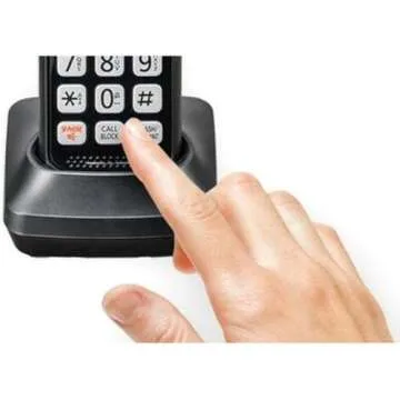 Panasonic Link2Cell Bluetooth Cordless Phone System with Voice Assistant, Call Block & Answering Machine, Battery Powered, Expandable Home Phone with 5 Handsets â€“ KX-TGF575S (Black with Silver Trim)