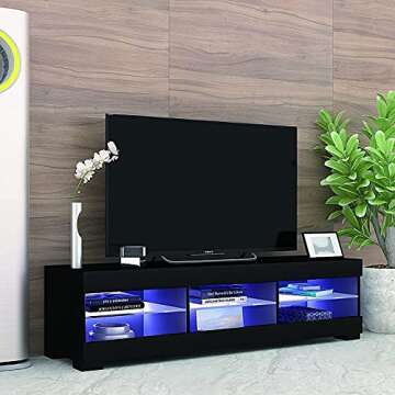 Mobirex TV Stand with LED Lights for 60in TVs