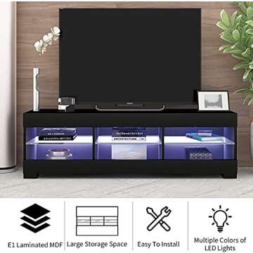 Mobirex TV Stand with LED Lights for 60in TVs