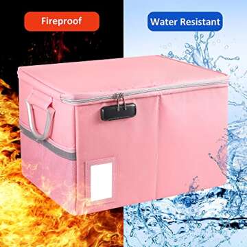 Fireproof Document Box Storage with Lock - Portable Office Safe