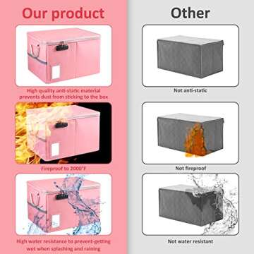 Fireproof Document Box with Lock for Safe Storage