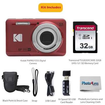 KODAK PIXPRO FZ55 16MP Digital Point & Shoot Camera, 5X Optical Zoom, 28mm Wide Angle, 1080P Full HD...