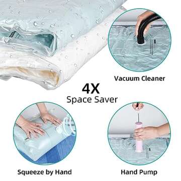 XUTAI Vacuum Storage Bags Space Saver Bags 12 Pack (4 Large,4 Medium,4 Small) for Clothes Clothing Travel Luggage Bedding Vacuum Seal Bags for Clothes Hand Pump