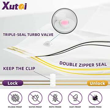 XUTAI Vacuum Storage Bags Space Saver Bags 12 Pack (4 Large,4 Medium,4 Small) for Clothes Clothing Travel Luggage Bedding Vacuum Seal Bags for Clothes Hand Pump