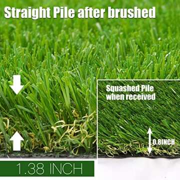 AYOHA Artificial Turf 4' x 6' Realistic Synthetic Grass, 1.38" Pile Height, Fake Lawn, Landscape for...