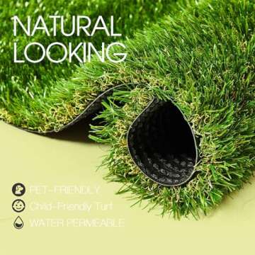 AYOHA Artificial Turf 4' x 6' Realistic Synthetic Grass, 1.38" Pile Height, Fake Lawn, Landscape for Pets Area, Play Ground, Pool Area, Backyard, Patio, Balcony, Drainage Holes, Custom Size
